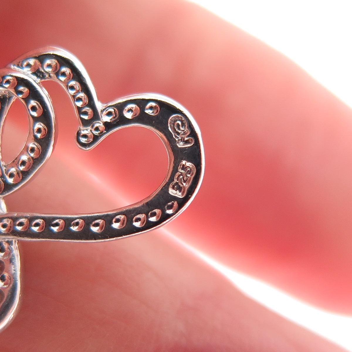 CHARLES WINSTON 925 Sterling Silver Real Diamond Heart Minimalist Slide Pendant
