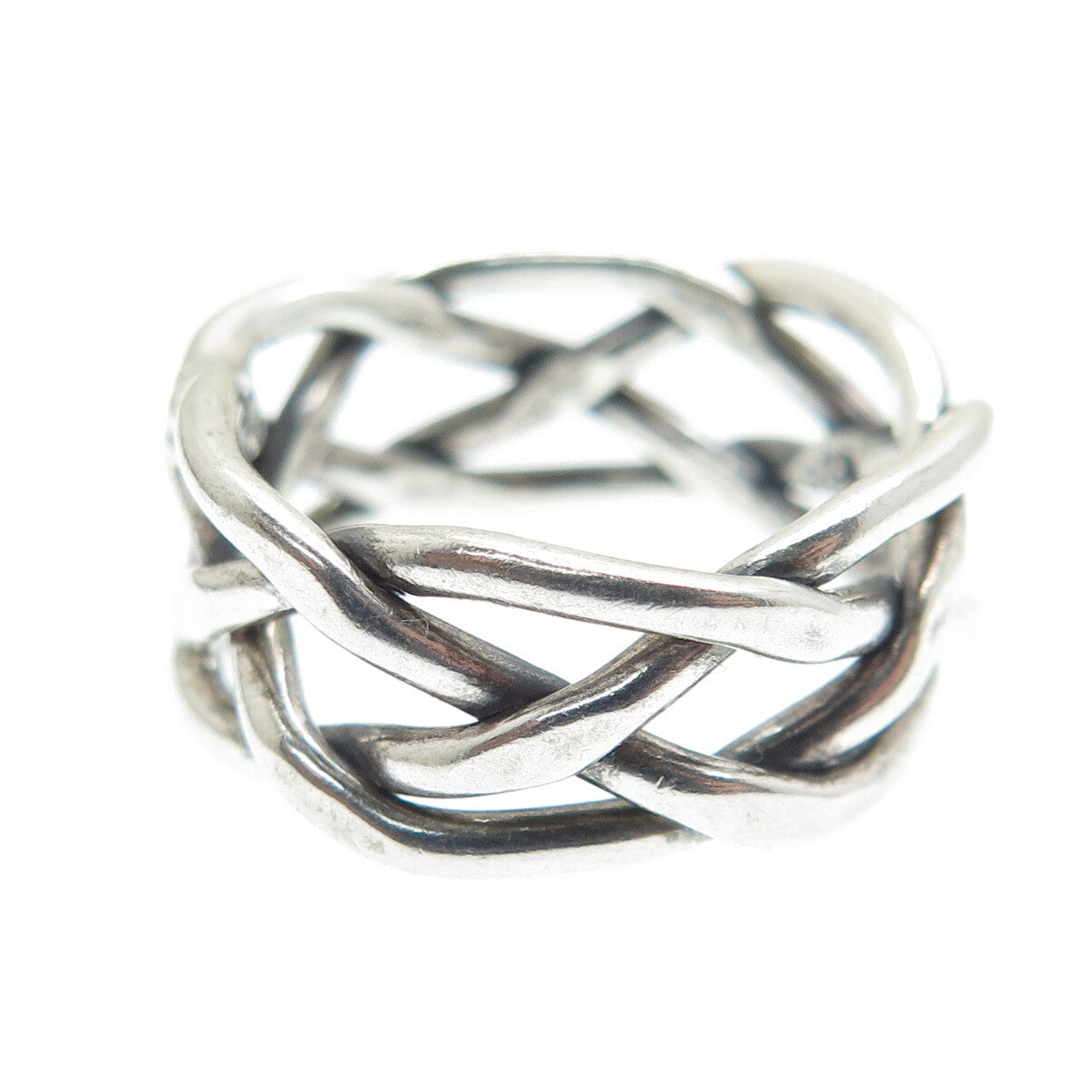 925 Sterling Silver Vintage Mexico Woven Band Ring Size 6