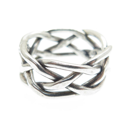 925 Sterling Silver Vintage Mexico Woven Band Ring Size 6