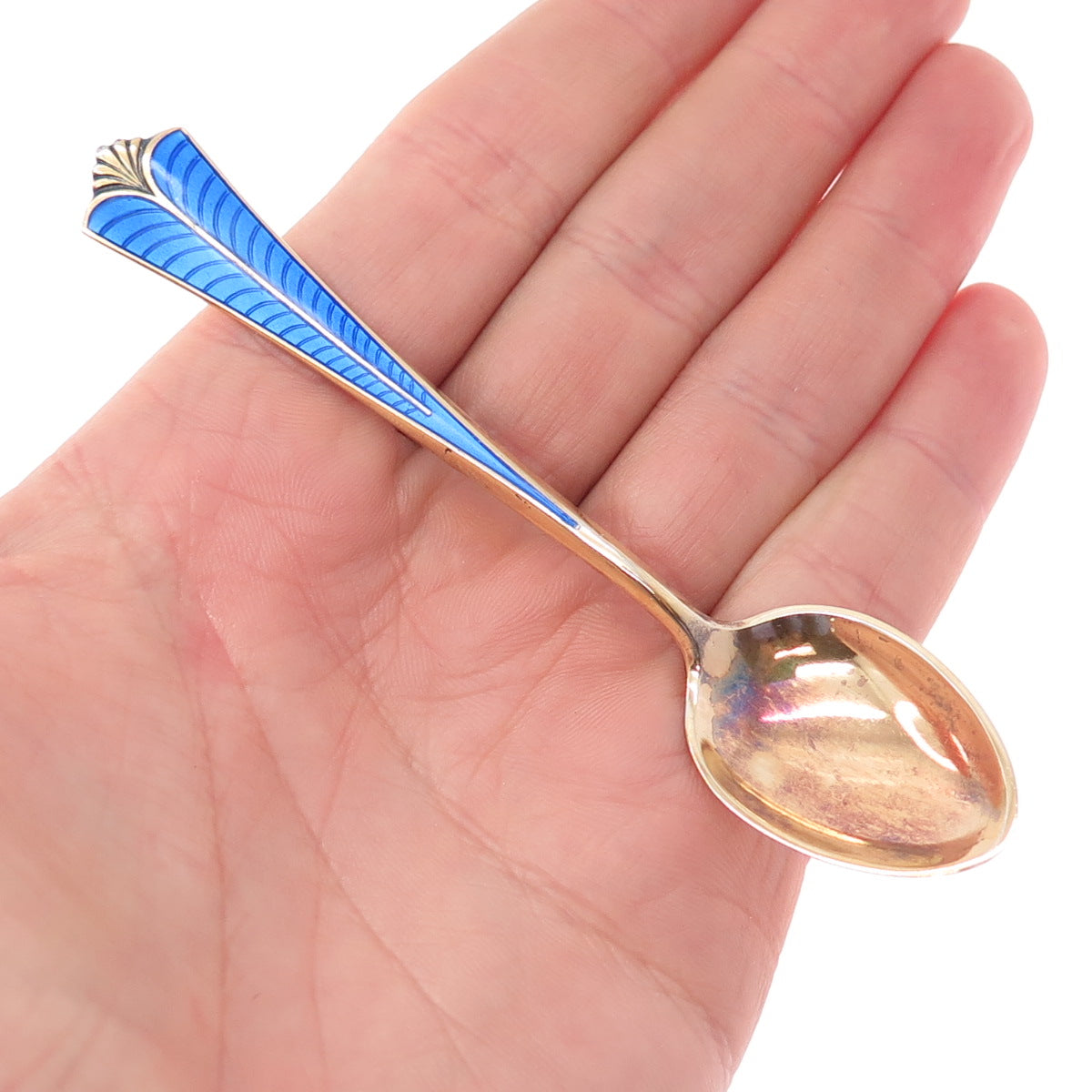 DAVID ANDERSEN 925S Sterling Gold Plated Vintage Norway Enamel Coffee Spoon