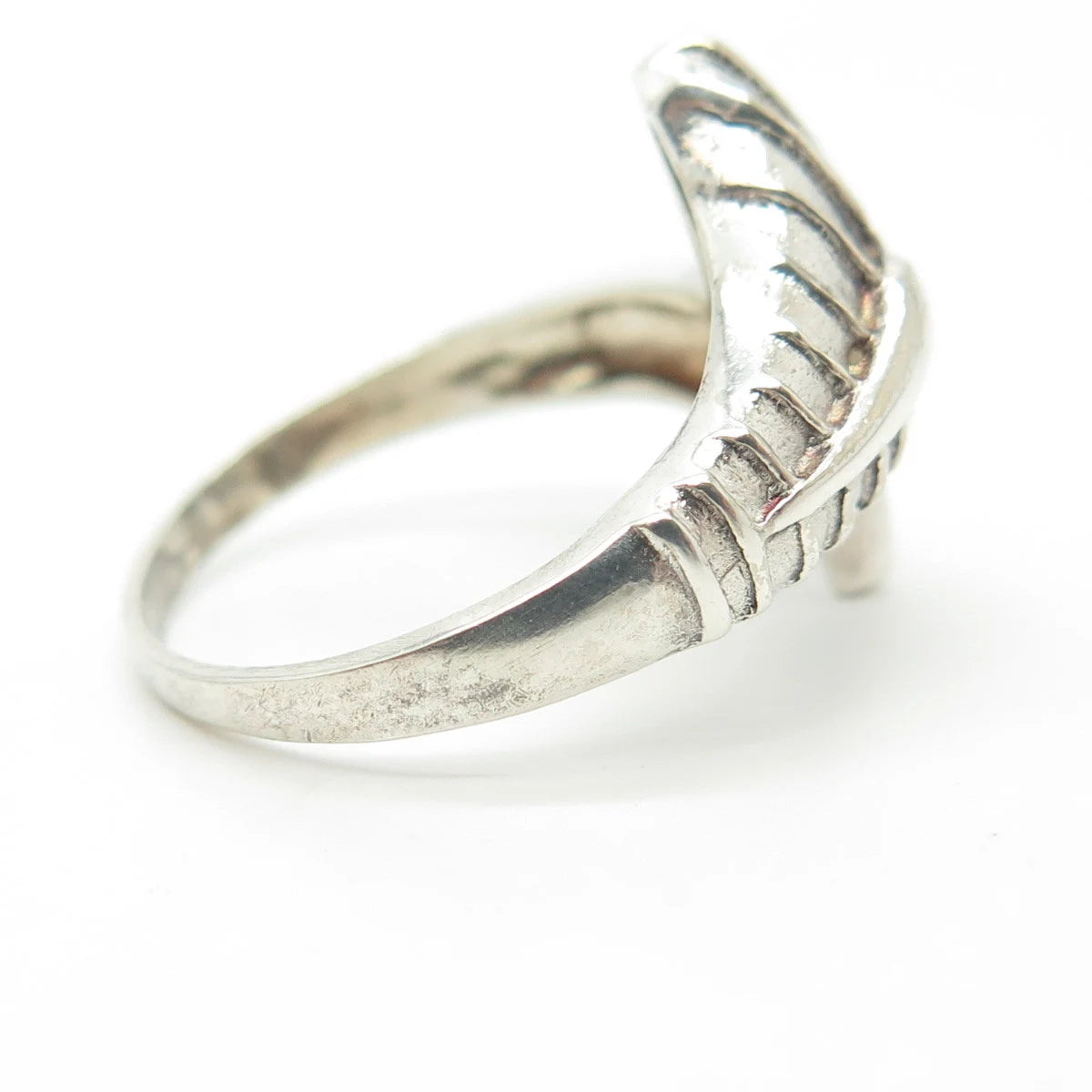 925 Sterling Silver Vintage Modernist Ring Size 7.75