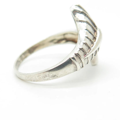 925 Sterling Silver Vintage Modernist Ring Size 7.75