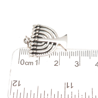 925 Sterling Silver Vintage Menorah Judaica Oxidized Charm Pendant