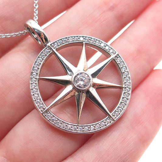 SYLVIA TOLEDANO Sterling Silver 2-Tone C Z North Star Cable Chain Necklace 18"