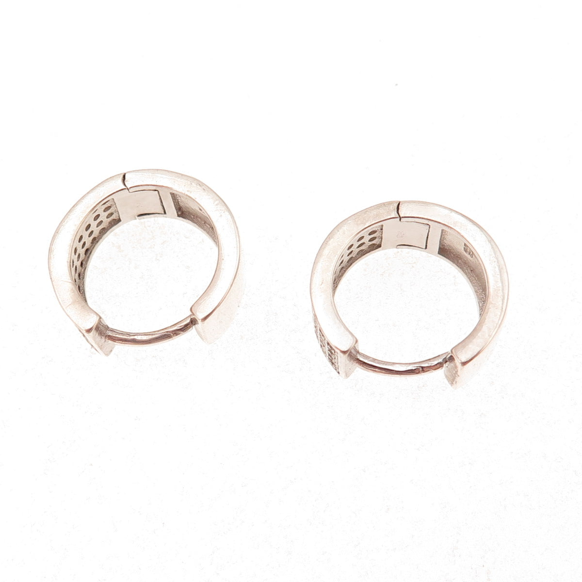 925 Sterling Silver Round-Cut C Z Hoop Earrings