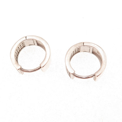 925 Sterling Silver Round-Cut C Z Hoop Earrings