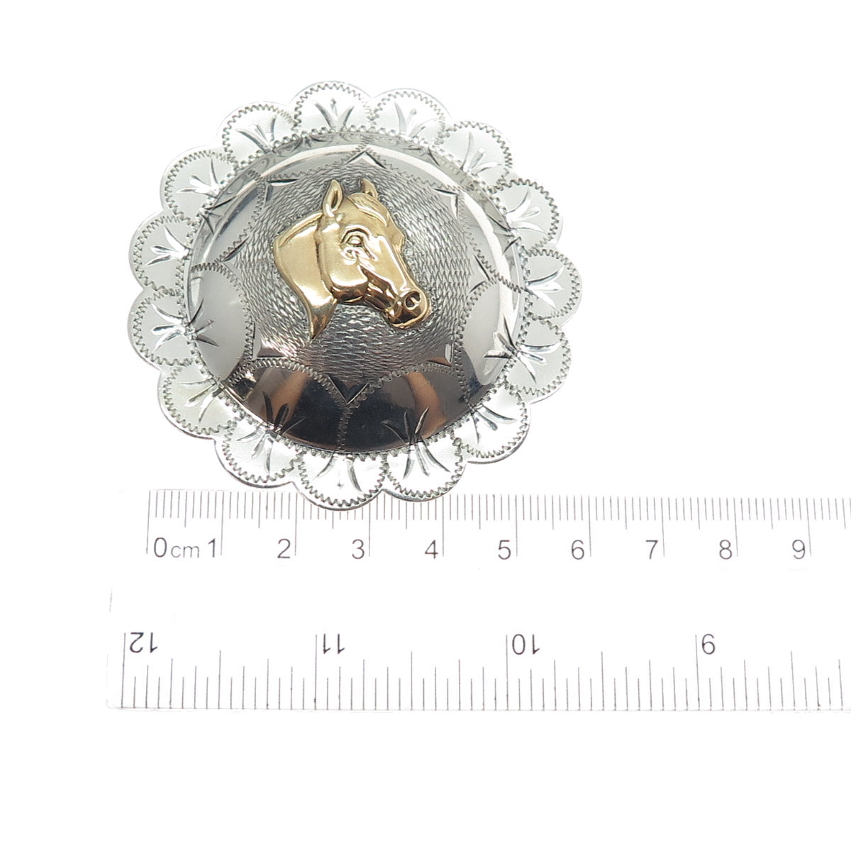Old Pawn 925 Sterling Silver 2-Tone Vintage Southwestern Horse Bolo Tie Buckle