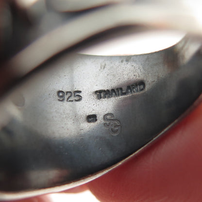 SAN GIOVANNI 925 Sterling Silver Vintage C Z Monkey Mount Oxidized Ring Size 8