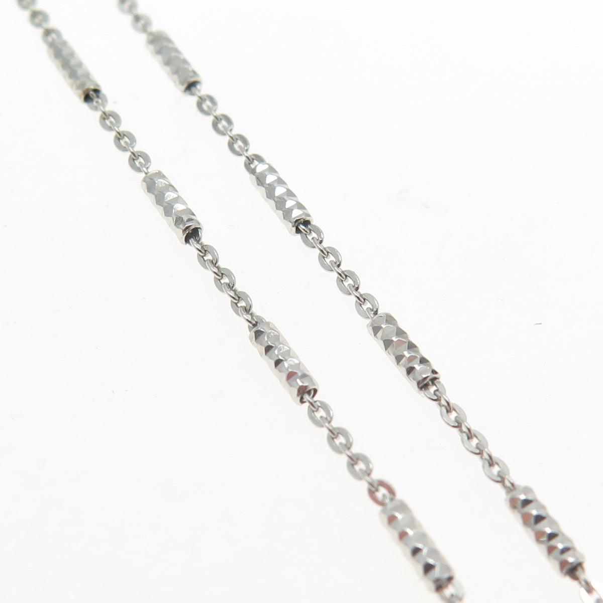 925 Sterling Silver Italy Figaro Diamond-Cut Bar Chain Necklace 20"