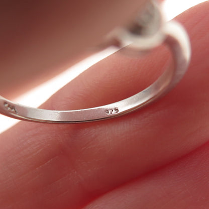 Charles Winston 925 Sterling Silver Real Round-Cut Diamond Heart Ring Size 7