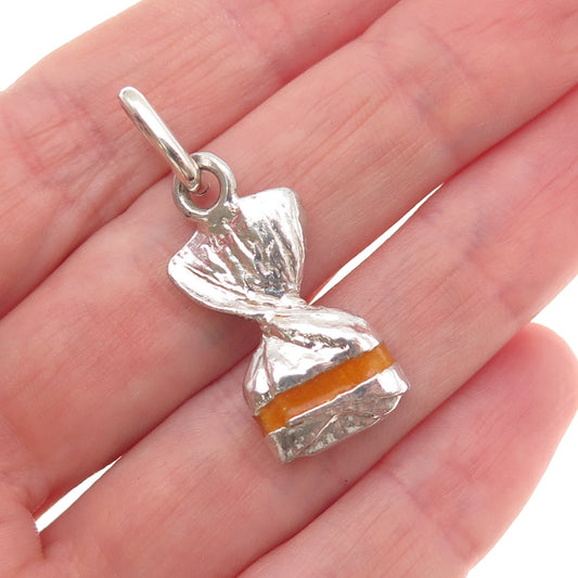 800 Silver Vintage Italy Enamel Candy Charm Pendant
