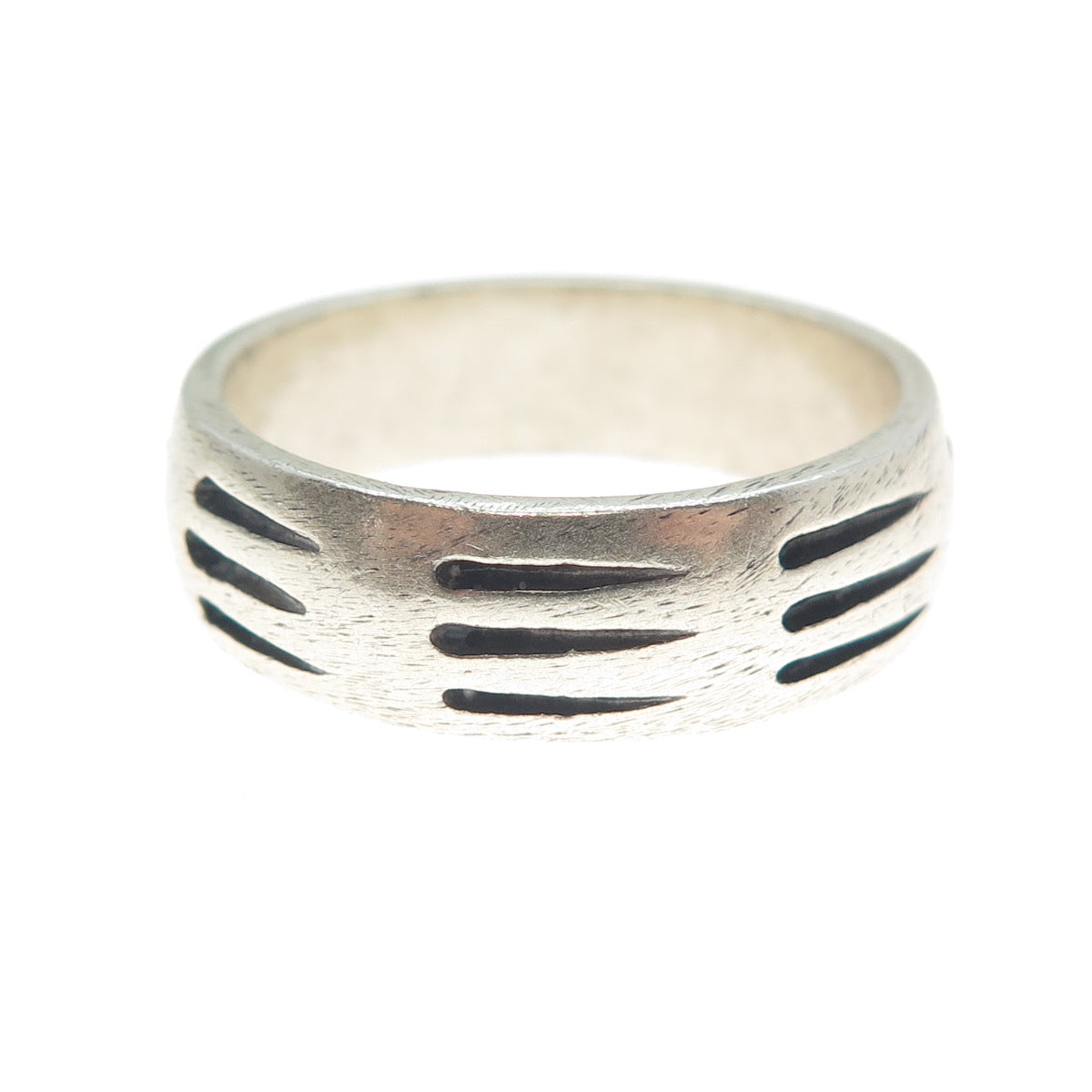 925 Sterling Silver Vintage Bear Claw Scratches Print Band Ring Size 11.5