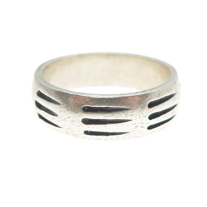 925 Sterling Silver Vintage Bear Claw Scratches Print Band Ring Size 11.5
