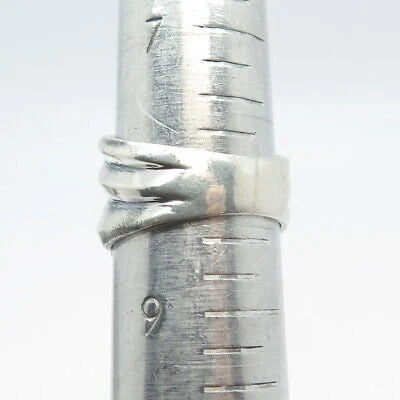 925 Sterling Silver Vintage Handmade Ripped Twisted Ring Size 8.25