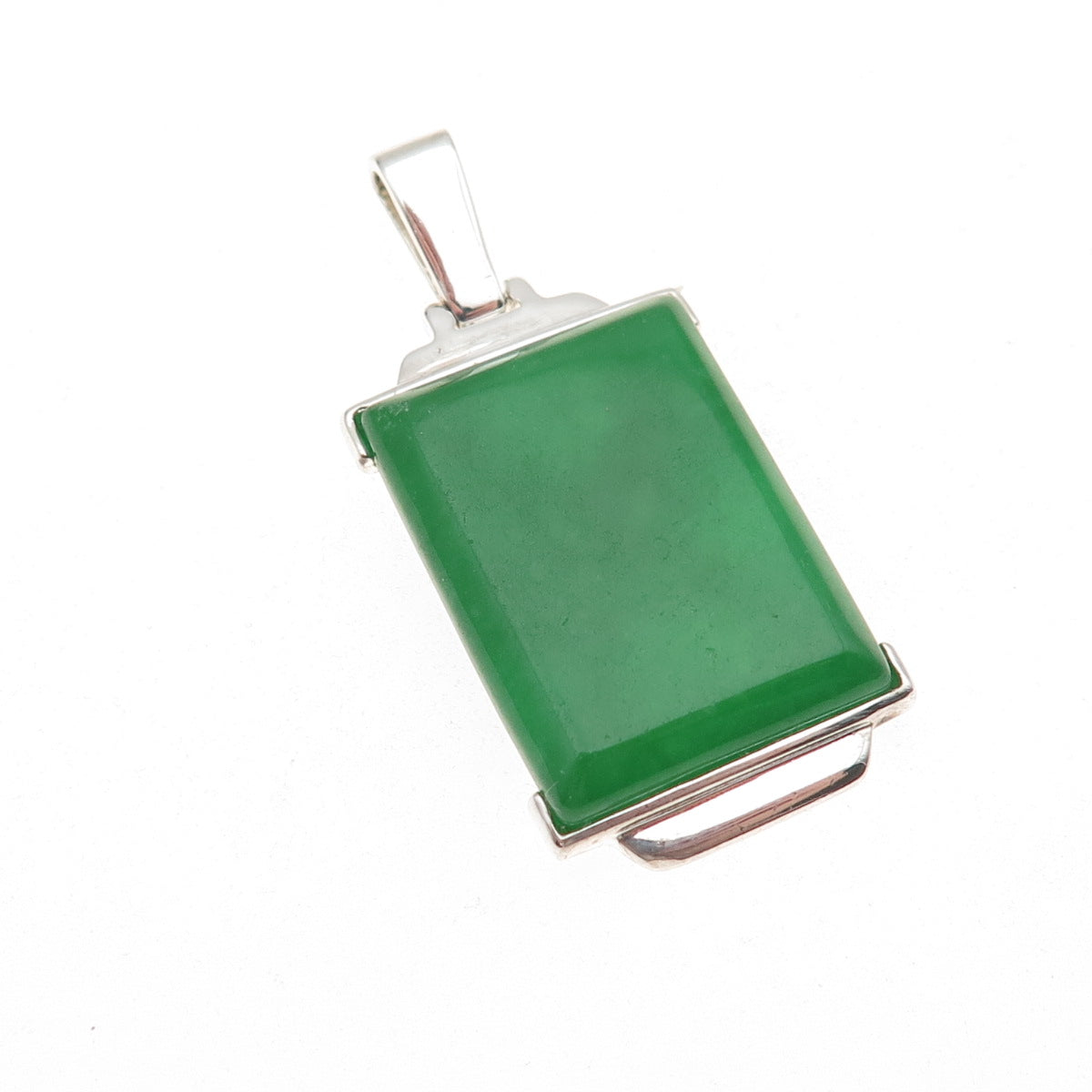 925 Sterling Silver Vintage Real Jade Charm Pendant