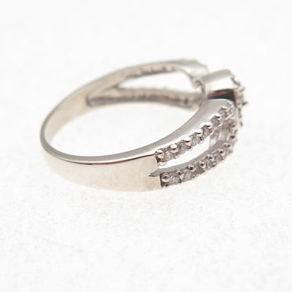 925 Sterling Silver Round-Cut C Z Ring Size 6.75