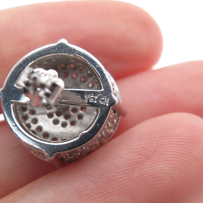 925 Sterling Silver Round-Cut C Z Sparkle Wheel Stud Earrings