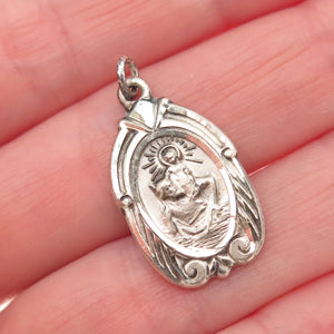 HMH Religious Sterling Antique Art Deco St. Christopher Catholic Medal Pendant