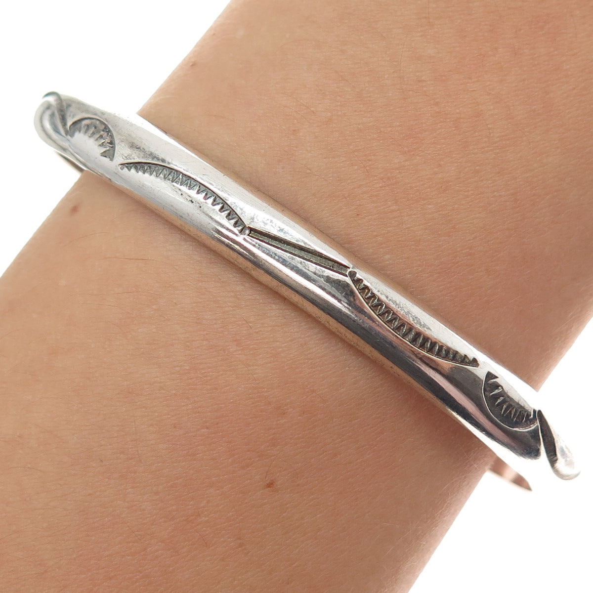 Old Pawn Sterling Silver Vintage Southwestern Adjustable Tribal Bracelet 6.25"