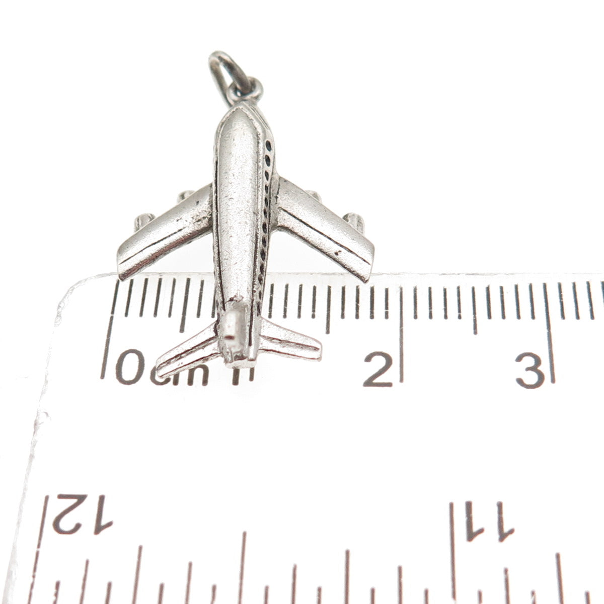 925 Sterling Silver Vintage Airplane 3D Charm Pendant