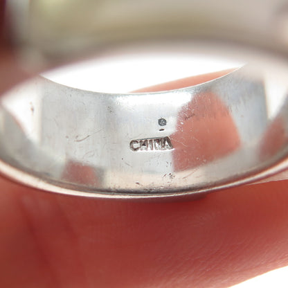 925 Sterling Silver Vintage Real Rose Quartz Modernist Ring Size 6.25