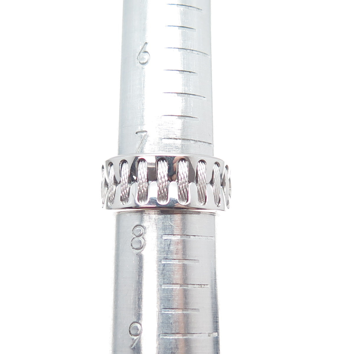 NEOS 925 Sterling Silver Textured Sewing Stitches Band Ring Size 7.75