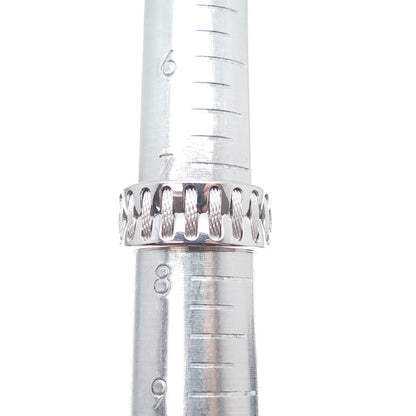 NEOS 925 Sterling Silver Textured Sewing Stitches Band Ring Size 7.75
