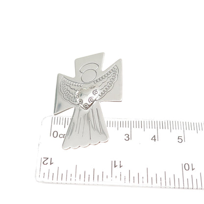 Carolyn Pollack 925 Sterling Vintage Angel Heart Cross Pin Brooch Slide Pendant