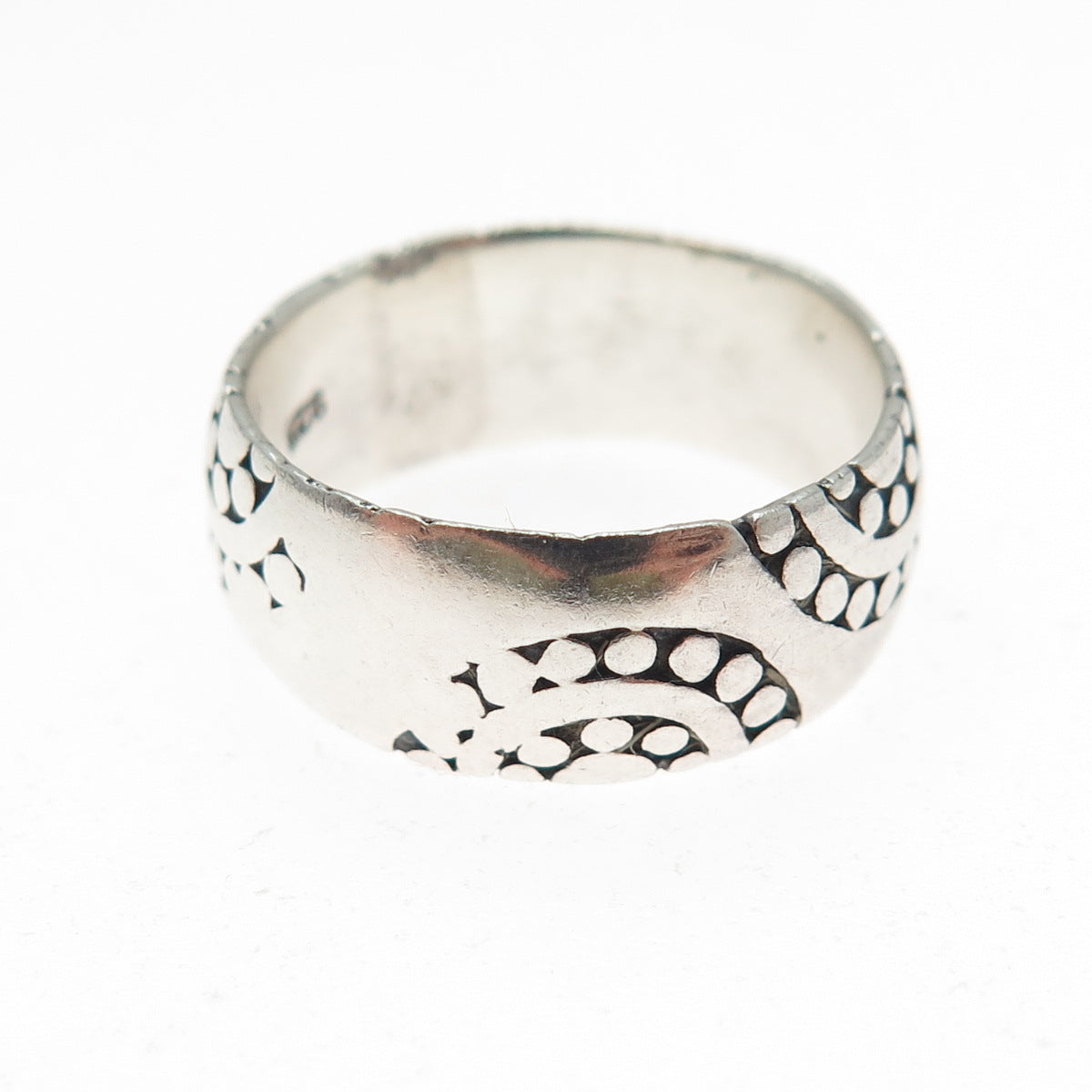 925 Sterling Silver Vintage Modernist Sun Oxidized Band Ring Size 8.25