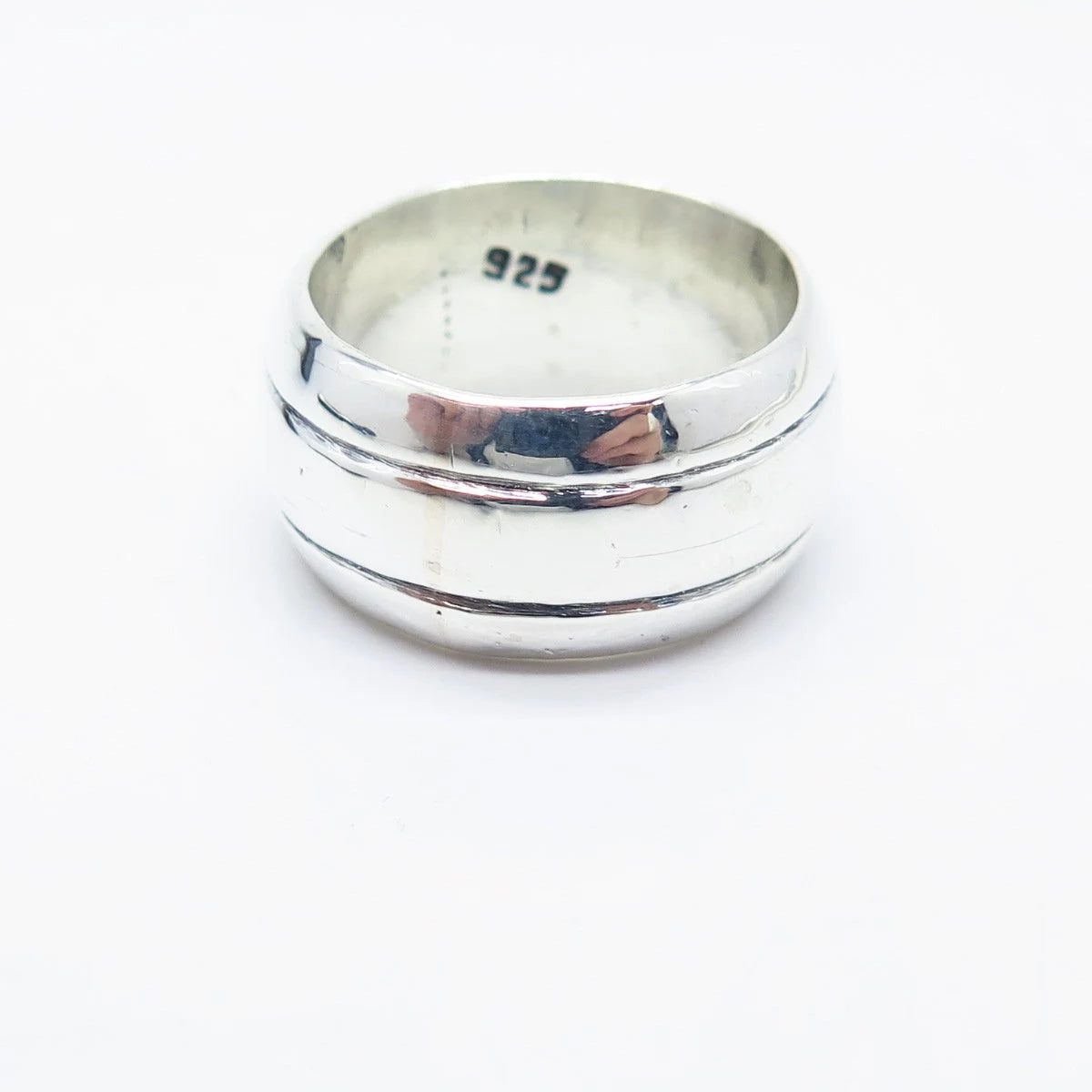 925 Sterling Silver Vintage Striped Band Ring Size 8.5