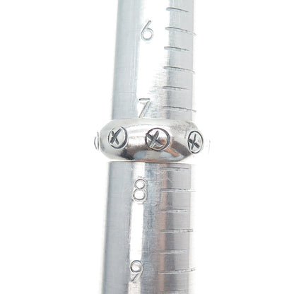 925 Sterling Silver Vintage Mexico X Symbol Oxidized Band Ring Size 7.75