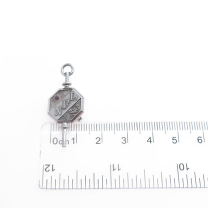 925 Sterling Silver Antique Real Ruby National Forensics League Key Pin Brooch