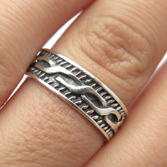 925 Sterling Silver Vintage Braided Band Ring Size 7.25