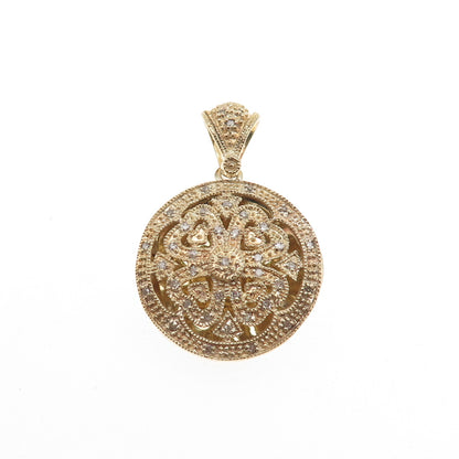 925 Sterling Silver Gold Plated Real Diamond Clover Locket Charm Pendant