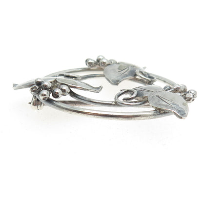 925 Sterling Silver Antique Art Deco Lily Floral Pin Brooch