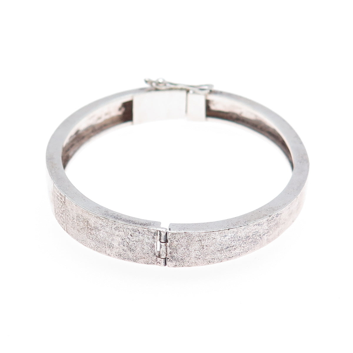 950 Silver Vintage Modernist Oxidized Bangle Bracelet 7"