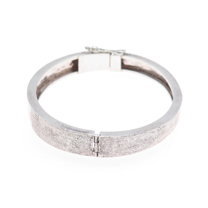 950 Silver Vintage Modernist Oxidized Bangle Bracelet 7"