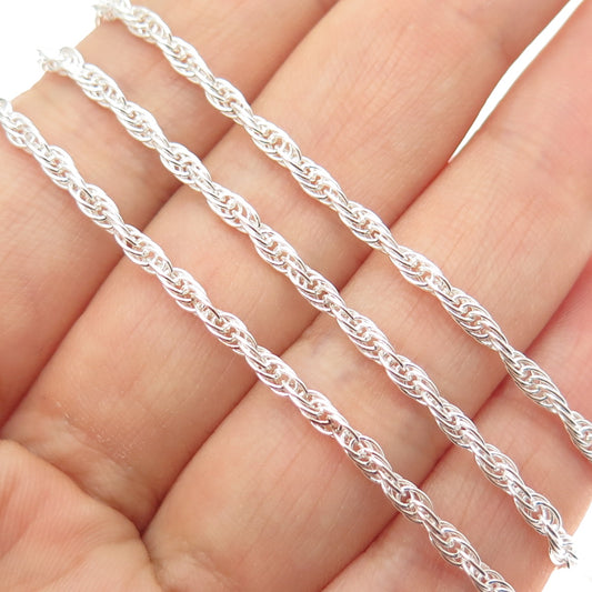 925 Sterling Silver Vintage Italy Singapore Chain Necklace 48" (missing lock)