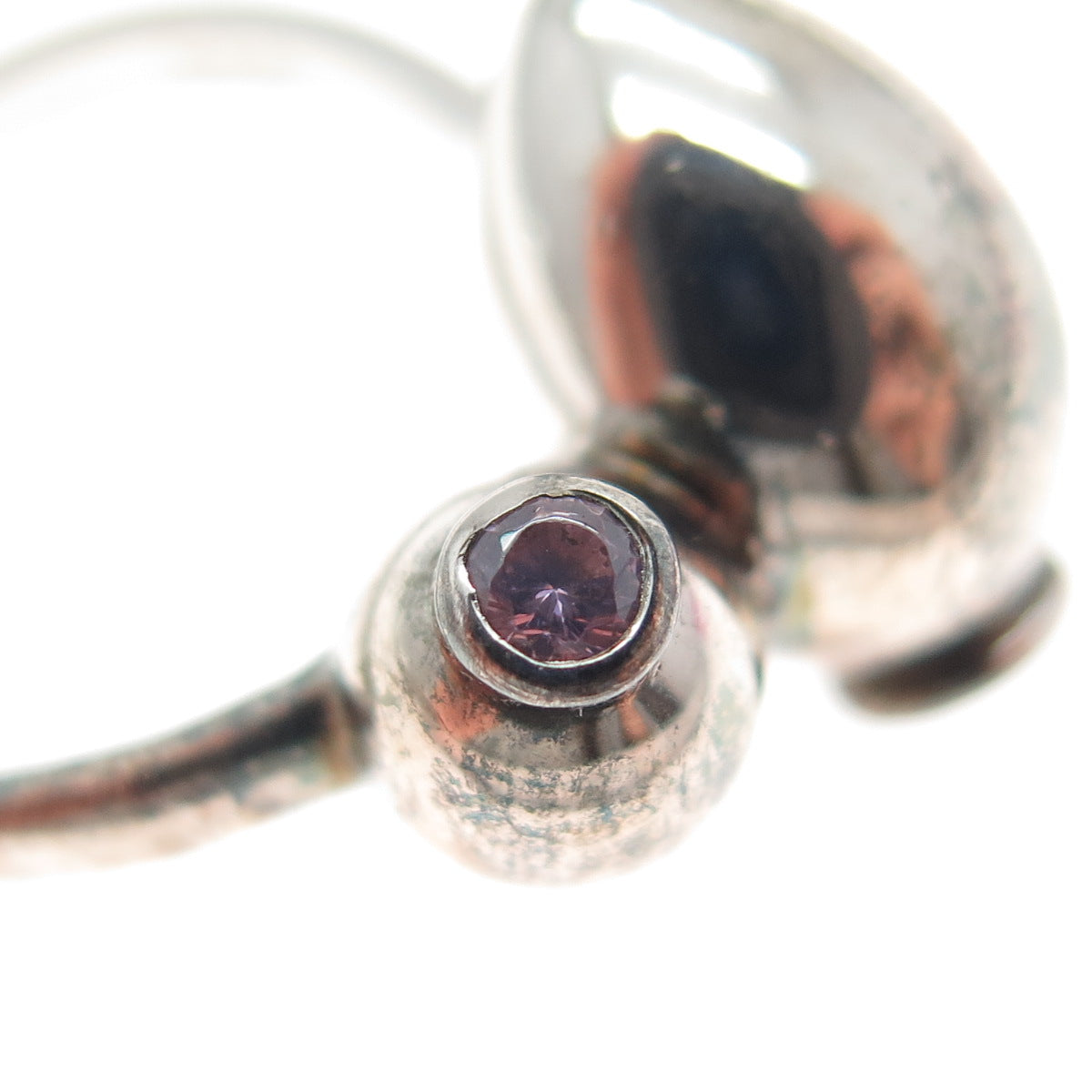 TSIKOLIA 925 Sterling Silver Blue & Purple C Z Vase Oxidized Ring Size 6.5