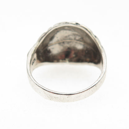 925 Sterling Silver Vintage Modernist Oxidized Dome Ring Size 6.25