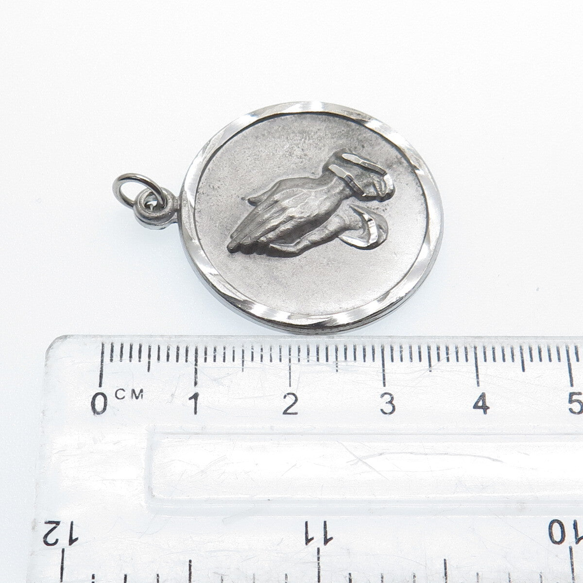 CHAPEL 925 Sterling Silver Antique Art Deco Prayer Hands Religious Charm Pendant