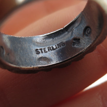 SUNWEST 925 Sterling Silver Vintage Modernist Maze Oxidized Band Ring Size 5