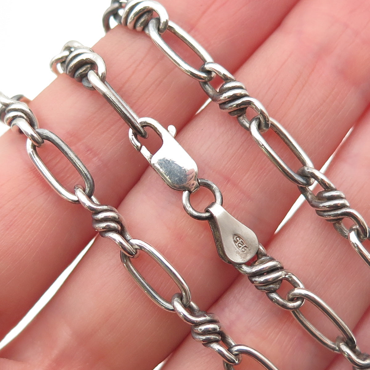 925 Sterling Silver Vintage Italy Anchor & Oval Chain Necklace 20"