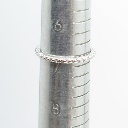 925 Sterling Silver Wicker Band Ring Size 7
