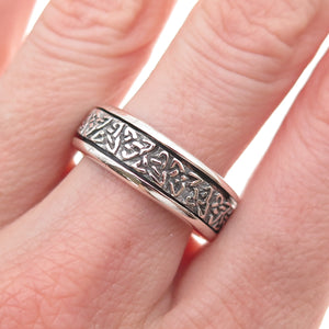 925 Sterling Silver Vintage Celtic Trinity Rotating Band Ring Size 9