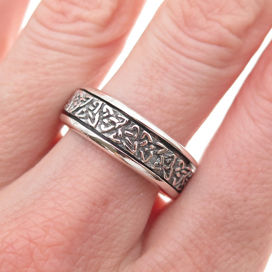 925 Sterling Silver Vintage Celtic Trinity Rotating Band Ring Size 9