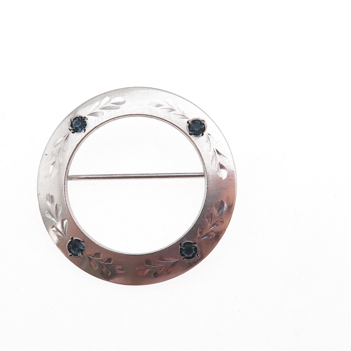 Griffith & Sons Sterling Silver Antique Art Deco Rhinestone Circle Pin Brooch