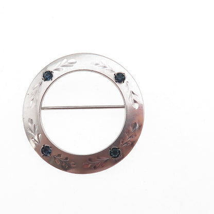 Griffith & Sons Sterling Silver Antique Art Deco Rhinestone Circle Pin Brooch
