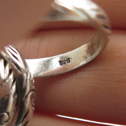925 Sterling Silver Vintage Engraved Trinity Interlocked Band Ring Size 6