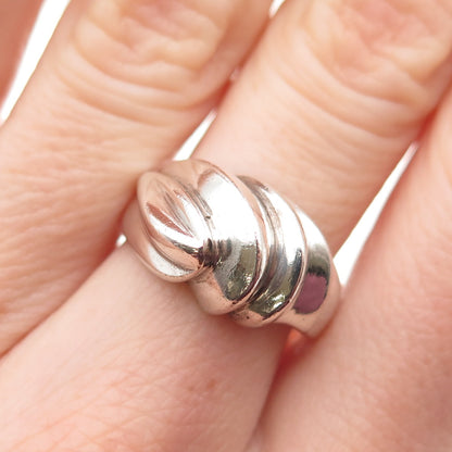925 Sterling Silver Vintage Modernist Oxidized Ring Size 6.75